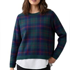 ANNE KLEIN Treeline Combo Mixed Media Plaid Sweater